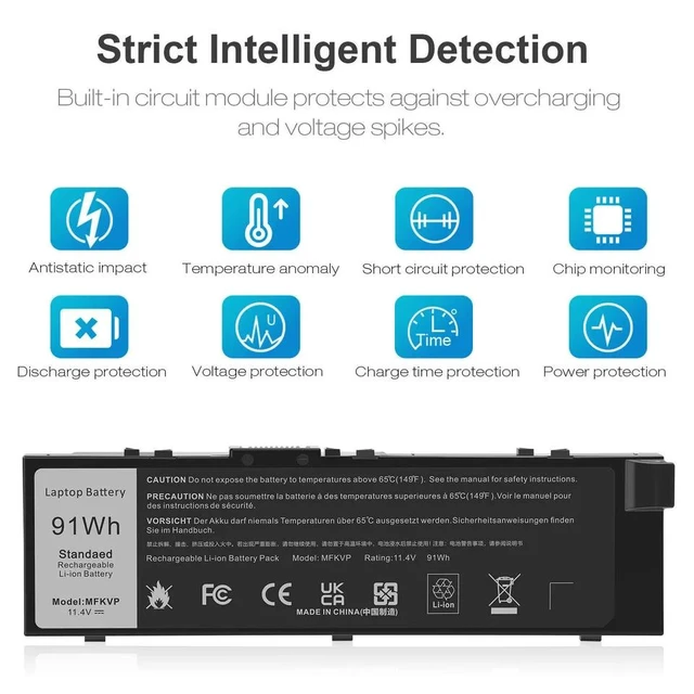 Alt view image 9 of 10 - 91Wh MFKVP Battery for Dell Precision 7510 7520 7710 7720 M7510 M7710