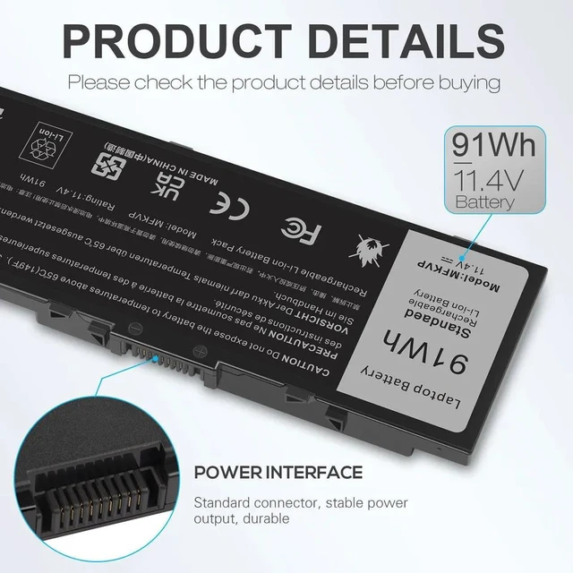 Alt view image 10 of 10 - 91Wh MFKVP Battery for Dell Precision 7510 7520 7710 7720 M7510 M7710