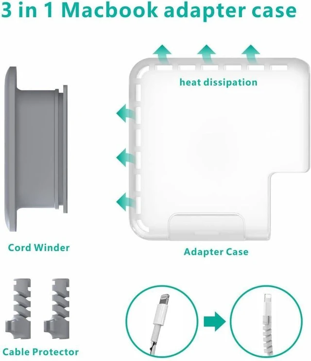 Alt view image 10 of 12 - TATOFY Case for MacBook 60w Charger Apple 61w 67w Charger Case Travel Cord Organizer MacBook Accessories (for Apple MacBook 60W, 61W MagSafe Adapter, Apple 67W USB-C Adapter)