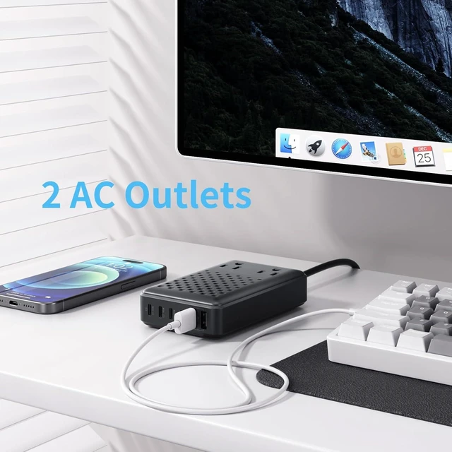 Alt view image 11 of 14 - Charging Station 140W USB C Charger Block Upgraded GaN III 8-in-1 Fast Charging Station HubPD 65W Laptop Charger Adapter Compatible with Compatible with MacBook Air/Pro iPhone16/15 Galaxy S24 etc