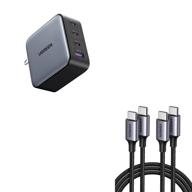 Alt view image 6 of 10 - UGREEN 100W USB C Charger Bundle with 60W USB C to USB C Cable 3.3FT 2 Pack for MacBook Pro/Air, iPad Pro, iPhone 16 Pro, Galaxy S24 Ultra