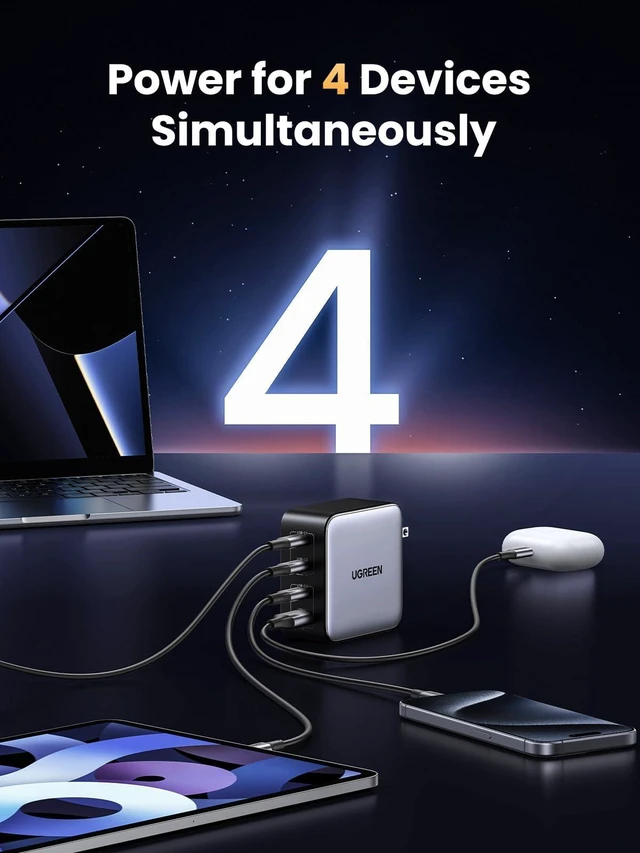 Alt view image 9 of 10 - UGREEN 100W USB C Charger Bundle with 60W USB C to USB C Cable 3.3FT 2 Pack for MacBook Pro/Air, iPad Pro, iPhone 16 Pro, Galaxy S24 Ultra