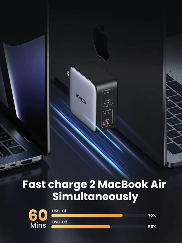 Alt view image 10 of 10 - UGREEN 100W USB C Charger Bundle with 60W USB C to USB C Cable 3.3FT 2 Pack for MacBook Pro/Air, iPad Pro, iPhone 16 Pro, Galaxy S24 Ultra