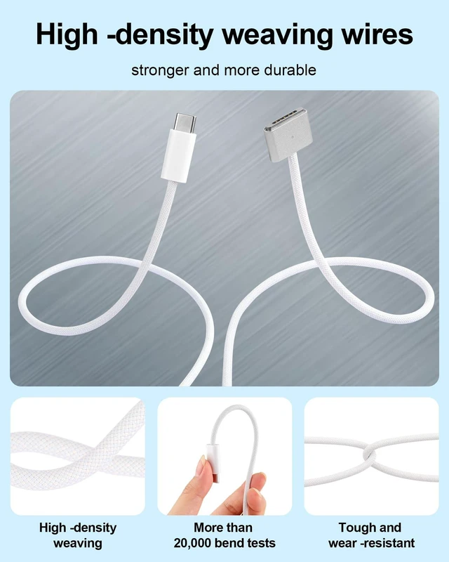 Alt view image 8 of 10 - RULGOI 140W USB-C to Magnetic 3 Charging Cable, Compatible with MacBook Air 2023/2022 (M2), MacBook Pro 2021-2023(M3,M2,M1, 14-16 inches) 6.6 feet