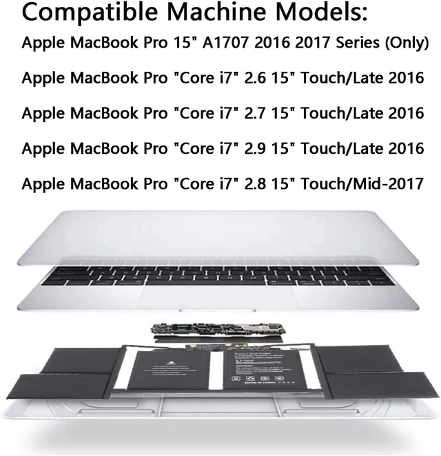 Alt view image 9 of 12 - ROLADA A1820 New Laptop Battery Replacement for Apple MacBook Pro 15 inch A1707 Late 2016 / Mid 2017 EMC 3072 EMC 3162 MLH32LL/A MLH42LL/A MPTR2LL/A MPTT2LL/A
