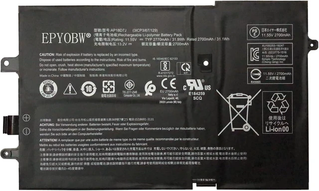 Alt view image 4 of 6 - AP18D7J Laptop Battery 30.61Wh 2650mAh 11.55V Compatible with Acer Swift 7 SF714-52T-78V2 / Swift 7 SF714-52T-72VD / Swift 7 SF714-52T-728S Series