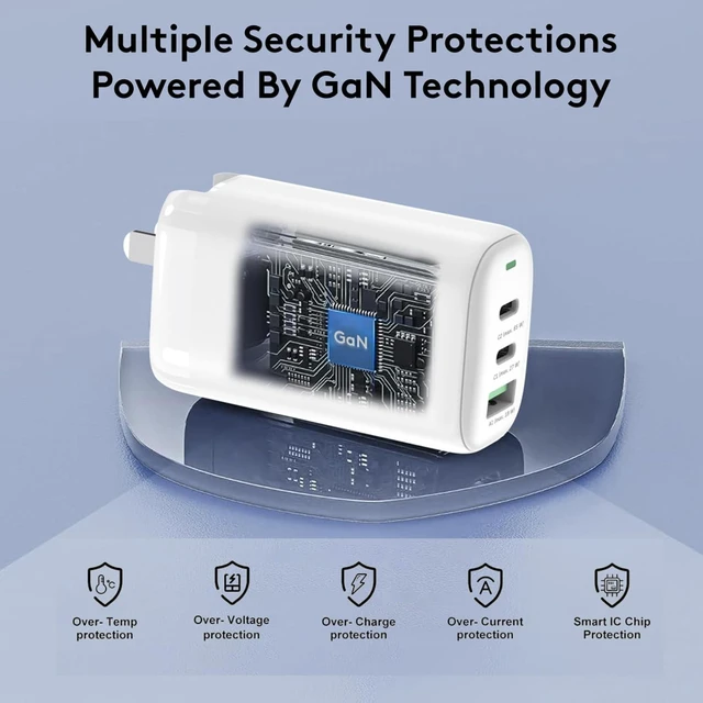 Alt view image 10 of 10 - Qackenm 65W USB C Charger Block, 3 Ports GaN USB C Wall Charger, Foldable Fast Charging for MacBook Pro/Air, Dell XPS, iPhone 17/16/15/14/13, iPad Pro/Air, Galaxy S24/S23, Pixel, Steam Deck (White)