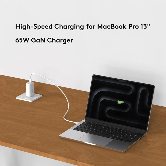 Alt view image 9 of 10 - Qackenm 65W USB C Charger Block, 3 Ports GaN USB C Wall Charger, Foldable Fast Charging for MacBook Pro/Air, Dell XPS, iPhone 17/16/15/14/13, iPad Pro/Air, Galaxy S24/S23, Pixel, Steam Deck (White)