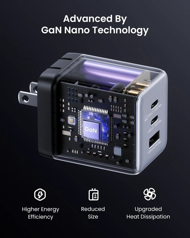 Alt view image 10 of 10 - wegear 100W USB C Charger Block, Fast GaN Charger, 3-Port Compact Foldable USB Wall Charger for MacBook Pro/Air, Dell XPS,iPad Pro,iPhone Series,Galaxy S25/S24,and More
