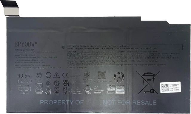 Alt view image 6 of 10 - G8W13 Laptop Battery 49.5Wh 4123mAh 3-Cell 11.4V Compatible with Dell XPS 13 9315 2-in-1 Series 07HFP9