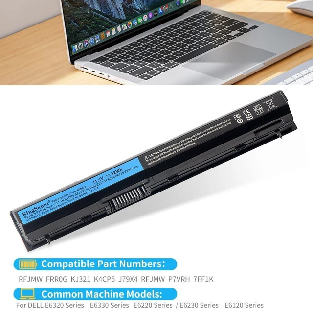 Alt view image 8 of 10 - KingSener 7FF1K RFJMW Laptop Battery for DELL E6320 E6330 E6220 E6230 E6120 FRR0G KJ321 K4CP5 J79X4 P7VRH RFJMW 5.0 11.1V 32WH