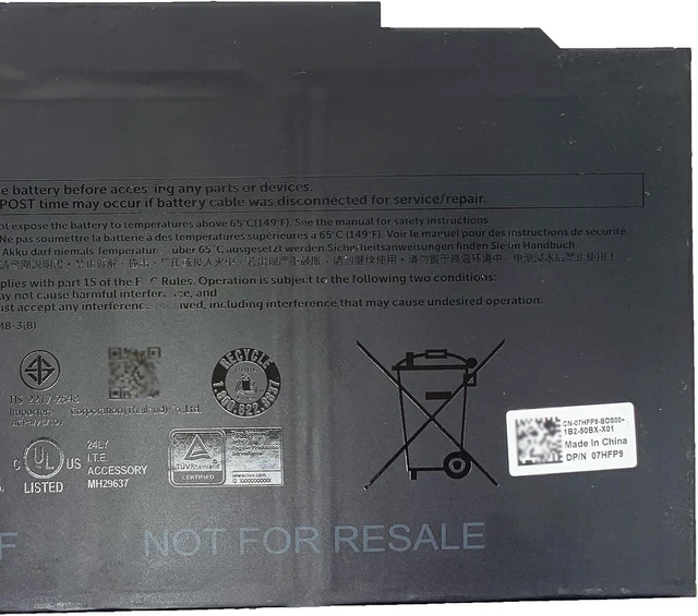 Alt view image 8 of 10 - G8W13 Laptop Battery 49.5Wh 4123mAh 3-Cell 11.4V Compatible with Dell XPS 13 9315 2-in-1 Series 07HFP9