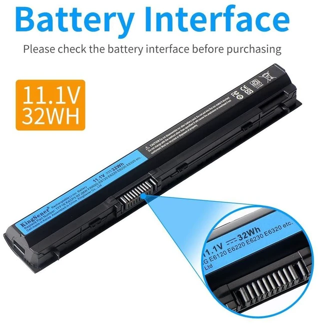 Alt view image 9 of 10 - KingSener 7FF1K RFJMW Laptop Battery for DELL E6320 E6330 E6220 E6230 E6120 FRR0G KJ321 K4CP5 J79X4 P7VRH RFJMW 5.0 11.1V 32WH