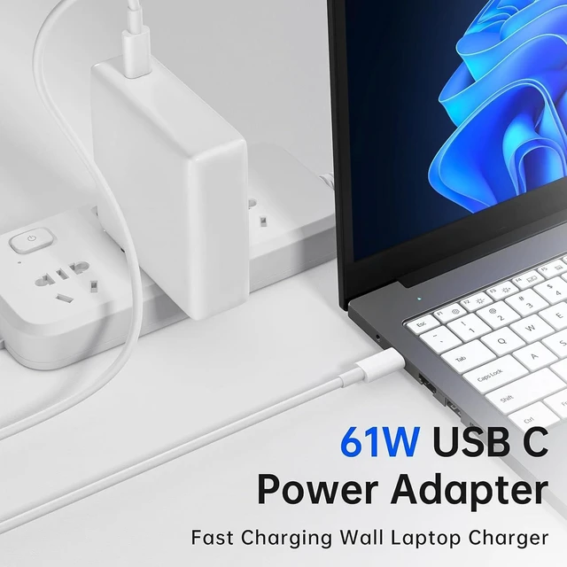 Alt view image 10 of 12 - MacBook Pro Charger 61W USB C Power Adapter for MacBook Pro/Air 13/14 Inch Power Adapter with Type C Power Cord Supply