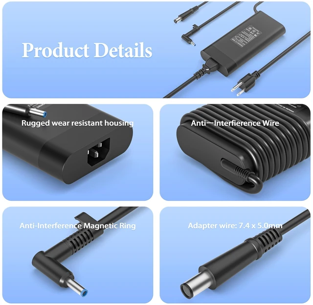 Alt view image 9 of 10 - 200W Laptop Charger for HP Victus Gaming 15 Charger 15.6 16 16.1 Omen Gaming 15 16 17 Zbook 17 G5 G6 G7 G8 G9 G10 Power Supply Cord