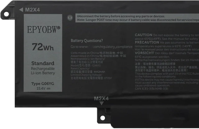 Alt view image 5 of 6 - G06YG Laptop Battery 72Wh 4442mAh 15.4V Compatible with DELL Precision 5490 Series 3N81G