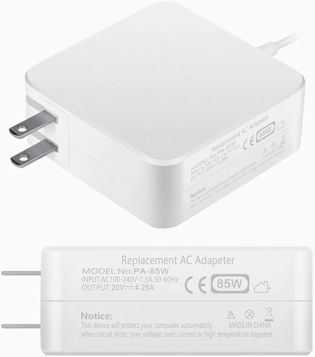 Alt view image 13 of 14 - Mac Book Pro Charger AC 85w Magnetic T-Tip Power Adapter Charger Compatible with MacBook Pro 17/15/13 Inch (Retina 2012-2015)
