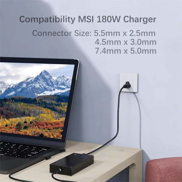 Alt view image 8 of 10 - 180W Laptop Charger for MSI WF76 GE62VR GS63 GS73VR GS63VR GF63 GF65 Thin GF75 GS66 Stealth Gaming Laptop Power Adapter Supply Cord