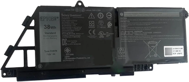 Alt view image 5 of 8 - EPYOBW FH97R Laptop Battery 38Wh 4882mAh 2-Cell 7.6V Compatible with Dell Latitude 7340 7440 7640 Series Notebook 66DWX 0HYH8 0CTJJ6 2ICP6/65/78