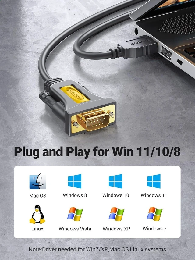 Alt view image 10 of 14 - 10FT DB9 Male 9 Pin USB to Serial Adapter, RS232 to USB Cable