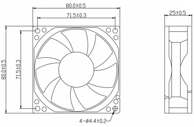 Alt view image 11 of 14 - 80MM DC24V 0.14A 3.4W 8025 Speed 4200RPM KD2408PTB1-6A 8cm Inverter Cooling Fan 80 * 80 * 25MM Switch Cooling Fan (2pin)