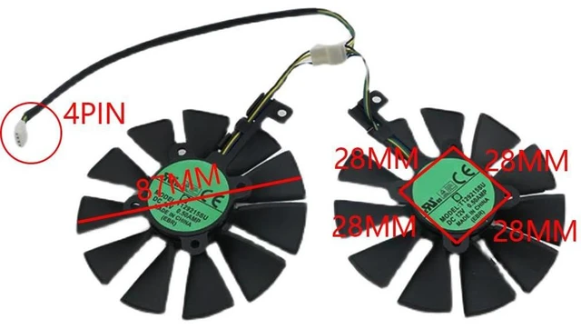 Alt view image 9 of 12 - Graphics Card Cooling Fan Replacement for ASUS RX 480 GTX 1070 GTX 1060 Dual Series T129215SU 12V 0.5A 4PIN Video Card Cooler Fans GPU Fan (2PCS)