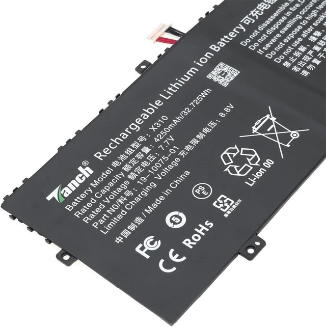 Alt view image 12 of 12 - Tanch Genuine Laptop Battery 19-10075-01 X310 Replacement for Teclast F7 Air X310 Jumper Ezbook X3 Air 8128 JNB13 LarkBook CWI509 7.7V 4250mAh 32.725W