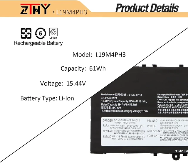 Alt view image 10 of 14 - 61Wh L19C4PH3 Battery Replacement for Lenovo Ideapad Yoga Slim 7 Pro-14ARH5