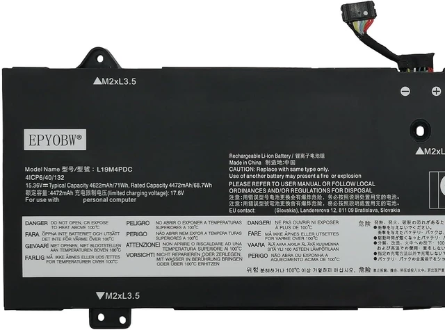 Alt view image 7 of 10 - L19M4PDC Laptop Battery 71Wh 4622mAh 15.36V L19C4PDC