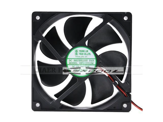 Alt view image 6 of 8 - Young Lin 12025 DFS122512M 12V 2.8W 2 Wires Square DC Cooling fan