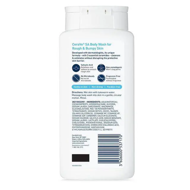 Alt view image 6 of 7 - CeraVe Body Wash with Salicylic Acid, Fragrance Free Body Wash to Exfoliate Rough and Bumpy Skin, Allergy Tested, 10 Ounce