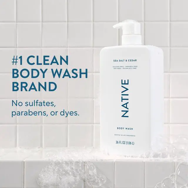 Alt view image 2 of 7 - Native Body Wash for Women & Men, Sea Salt & Cedar, 36 oz Pump Bottle, Sulfate-Free & Gentle