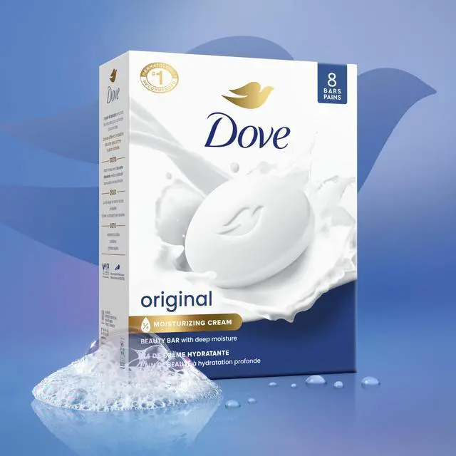 Alt view image 2 of 6 - Dove Beauty Bar Soap Original 8 Count for Soft, Smooth Skin, with 1/4 Moisturizing Cream 3.75 oz