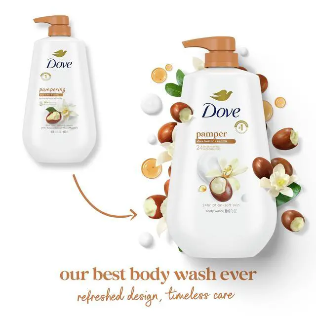 Alt view image 3 of 7 - Dove 24hr Lotion Body Wash Pamper Shea Butter & Vanilla, 30.6 oz | Moisturizing body wash with MicroMoisture for 24-hour hydration and lotion-soft skin