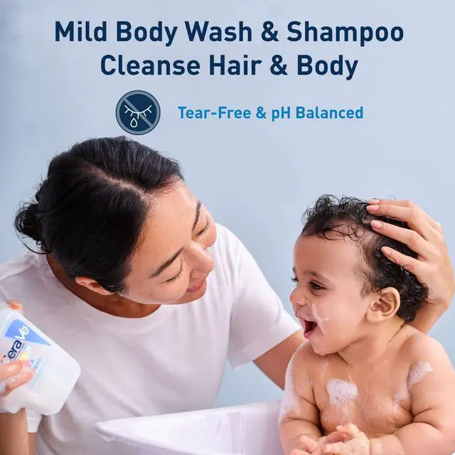 Alt view image 2 of 7 - CeraVe Baby Wash & Shampoo, Tear-Free 2-in-1 Bath Wash for Hair & Skin, with Vitamin E, Fragrance-Free, Paraben-Free, Dye-Free, Phthalates-Free, Sulfate-Free, 16oz