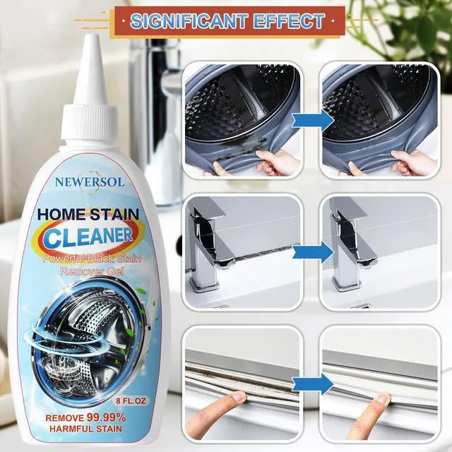 Alt view image 2 of 7 - NEWERSOL Black Stain Remover Gel Washing Machine Cleaner Front Loader Grout Cleaner Home Stain Removal Gel for Washer Kitchen Sink Showers Bathroom and Floor Tile 8Fl Oz
