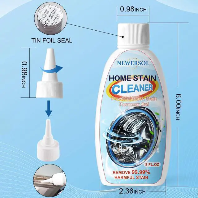 Alt view image 3 of 7 - NEWERSOL Black Stain Remover Gel Washing Machine Cleaner Front Loader Grout Cleaner Home Stain Removal Gel for Washer Kitchen Sink Showers Bathroom and Floor Tile 8Fl Oz