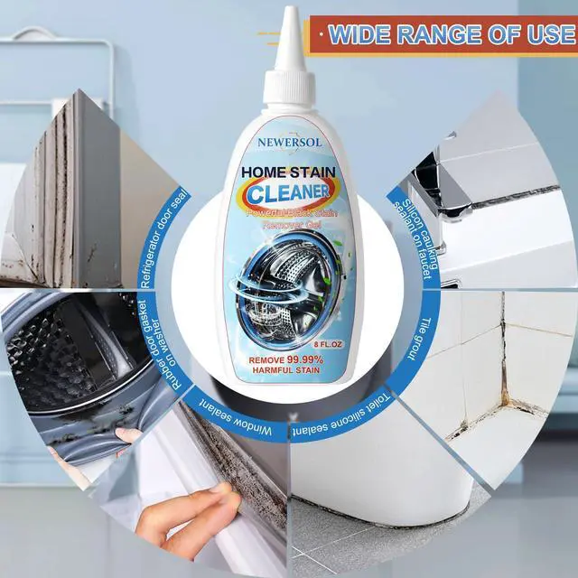 Alt view image 4 of 7 - NEWERSOL Black Stain Remover Gel Washing Machine Cleaner Front Loader Grout Cleaner Home Stain Removal Gel for Washer Kitchen Sink Showers Bathroom and Floor Tile 8Fl Oz