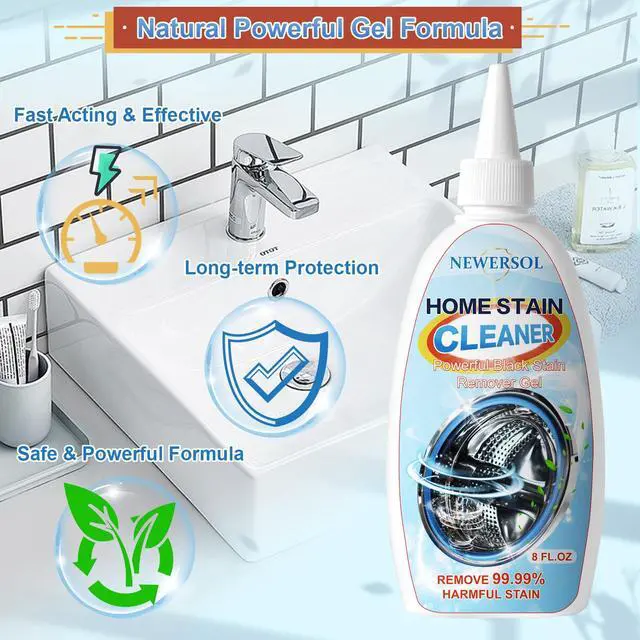 Alt view image 6 of 7 - NEWERSOL Black Stain Remover Gel Washing Machine Cleaner Front Loader Grout Cleaner Home Stain Removal Gel for Washer Kitchen Sink Showers Bathroom and Floor Tile 8Fl Oz