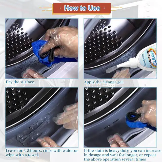 Alt view image 5 of 7 - NEWERSOL Black Stain Remover Gel Washing Machine Cleaner Front Loader Grout Cleaner Home Stain Removal Gel for Washer Kitchen Sink Showers Bathroom and Floor Tile 8Fl Oz