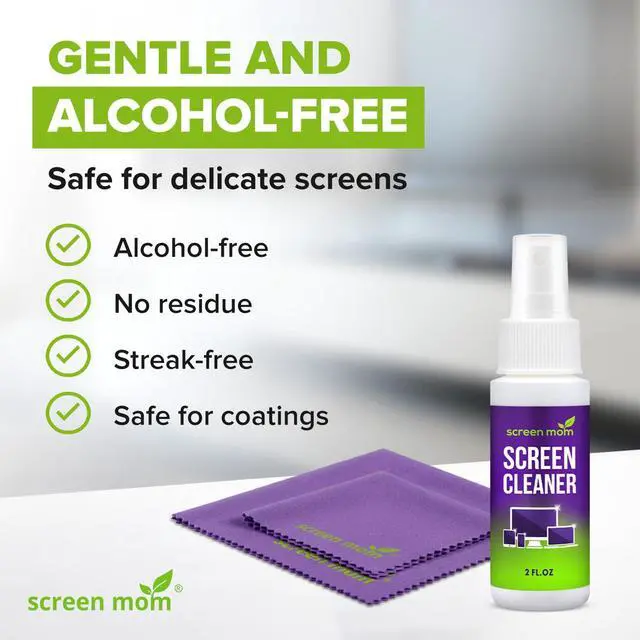 Alt view image 4 of 7 - Screen Cleaner Spray and 2 Microfiber Cloths - 2oz Bottle by Screen Mom-Screen Cleaner Spray and Wipe for TV, Computer, Phone, iPad, Car Screen Cleaning Kit Electronic Cleaner Spray
