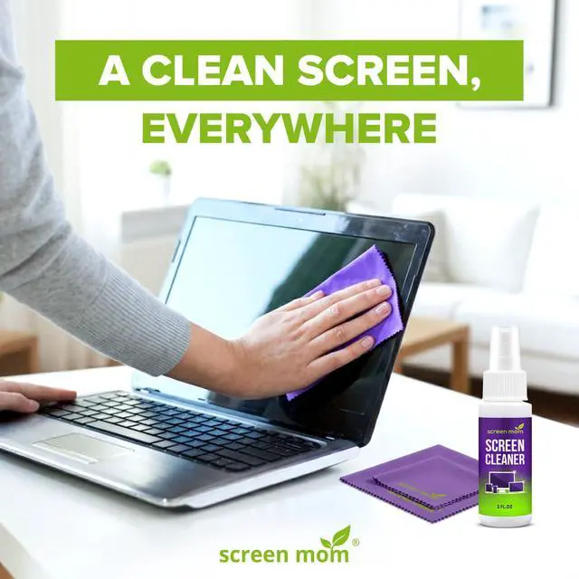 Alt view image 6 of 7 - Screen Cleaner Spray and 2 Microfiber Cloths - 2oz Bottle by Screen Mom-Screen Cleaner Spray and Wipe for TV, Computer, Phone, iPad, Car Screen Cleaning Kit Electronic Cleaner Spray