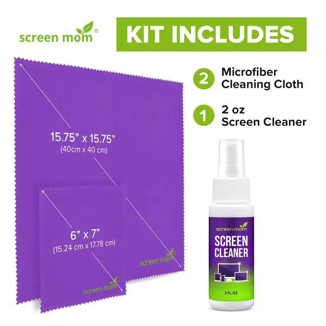 Alt view image 7 of 7 - Screen Cleaner Spray and 2 Microfiber Cloths - 2oz Bottle by Screen Mom-Screen Cleaner Spray and Wipe for TV, Computer, Phone, iPad, Car Screen Cleaning Kit Electronic Cleaner Spray
