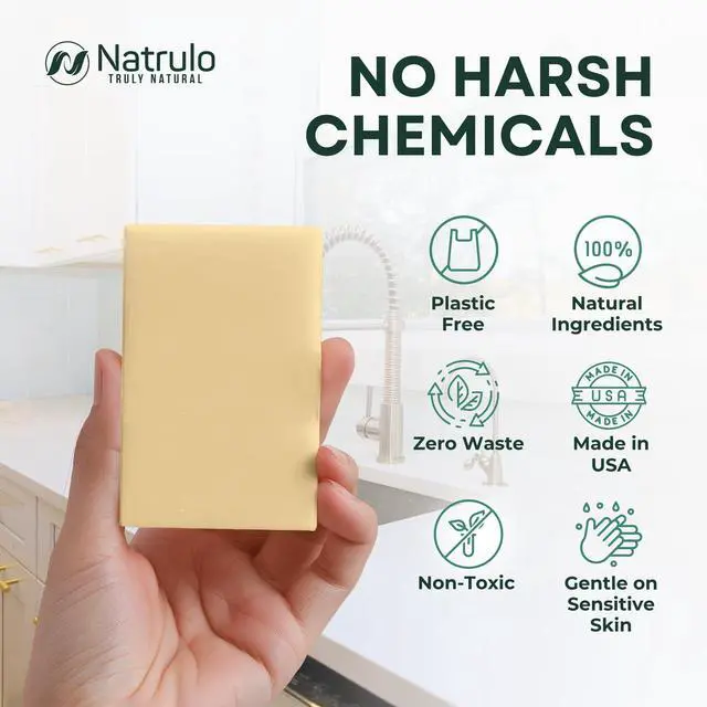 Alt view image 4 of 7 - Non Toxic Dish Soap Bar Natural Solid Dish Soap with Lemon Scent Eco Friendly, Zero Waste, Plastic Free Kitchen Dishwashing Block Long-Lasting, Gentle on Hands and Tough on Grease Made in USA