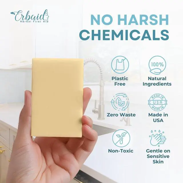 Alt view image 4 of 7 - Non Toxic Dish Soap Bar Natural Solid Dish Soap with Lemon Scent Eco Friendly, Zero Waste, Plastic Free Kitchen Dishwashing Block Long-Lasting, Gentle on Hands and Tough on Grease Made in USA