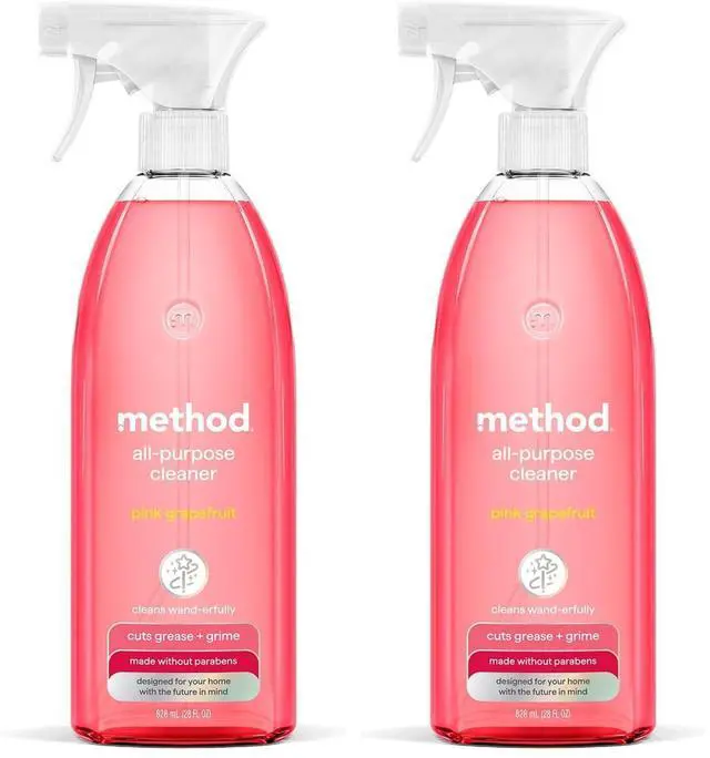 Main image of Method All-Purpose Cleaner, Pink Grapefruit, Perfect for Most Counters, Tiles, Stone, and More, 28 oz spray bottle (Pack of 2)