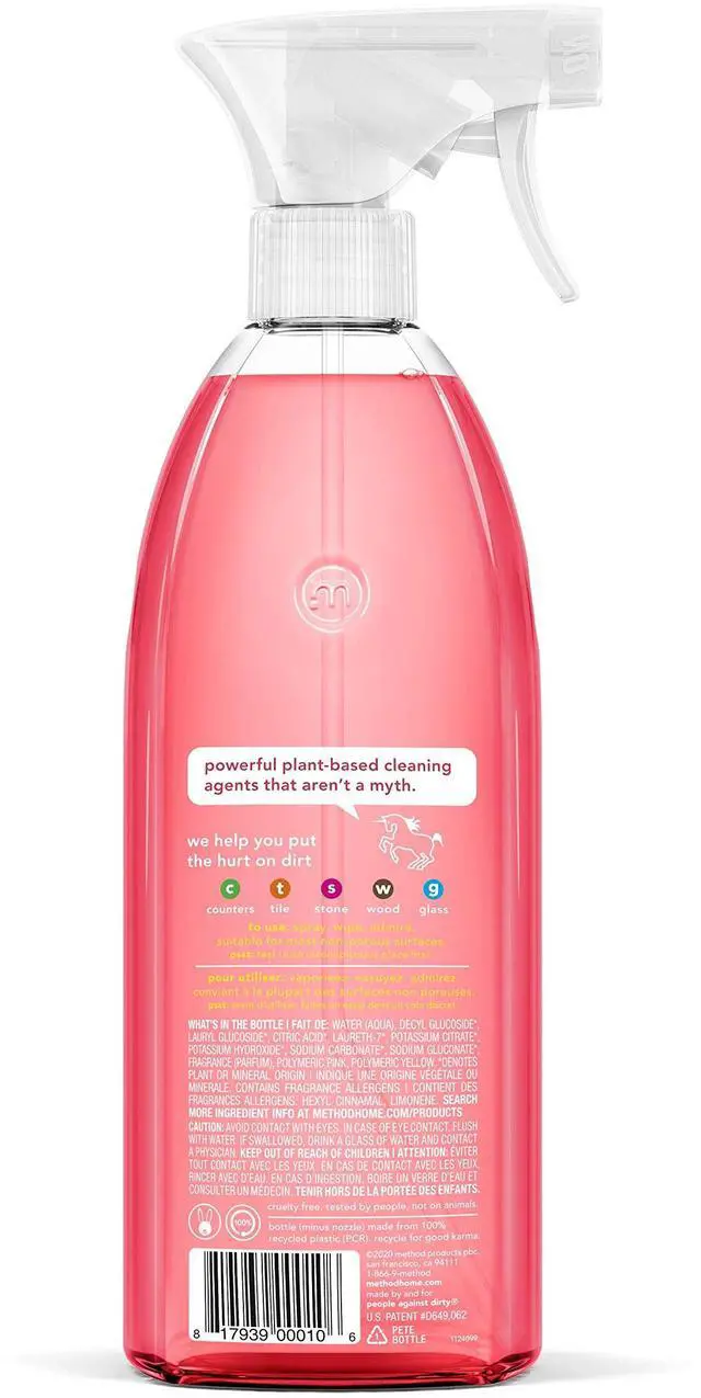 Alt view image 2 of 7 - Method All-Purpose Cleaner, Pink Grapefruit, Perfect for Most Counters, Tiles, Stone, and More, 28 oz spray bottle (Pack of 2)