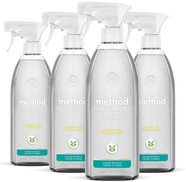 Main image of Method Daily Shower Cleaner Spray, & Spray and Walk Away, Eucalyptus Mint Scent, 28 Fl Oz, (Pack of 4), Packaging May Vary