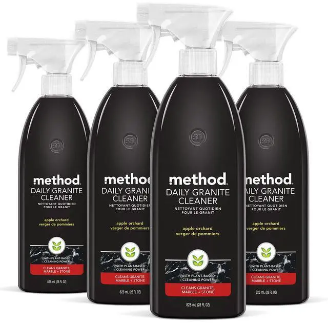 Main image of Method Daily Granite Cleaner Spray, Apple Orchard, Cleaning Agent for Granite, Marble, and Other Sealed Stone, 28 oz Spray Bottles (Pack of 4)