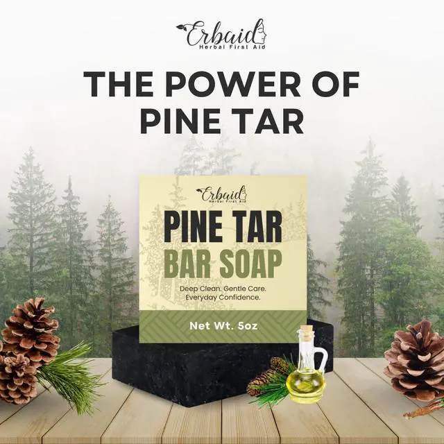 Alt view image 2 of 7 - Pine Tar Soap Natural Pine Tar Soap Bar for Men Cleansing Bar for Acne, Eczema, Psoriasis & Itch Relief Face & Body Wash with Activated Charcoal & Colloidal Oatmeal Mens Wash Made in the USA